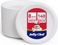 8.37 inch Disposable Paper Plates 140 Count, Heavy Duty Paper Plates by JOLLYCHEF