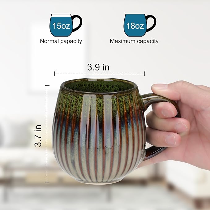 CosyCorner Ceramic Coffee Mugs, 17 oz Large Coffee Cups, Couple Coffee Mugs Set - Image 2