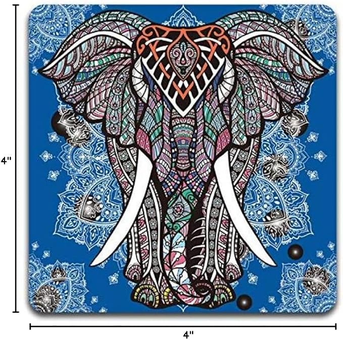 Watercolor Hand Drawn Elephant Square Coaster Set of 4 | Square Coaster Set - Image 6