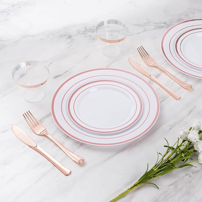 300 Pieces Rose Gold Disposable Plates - Image 2