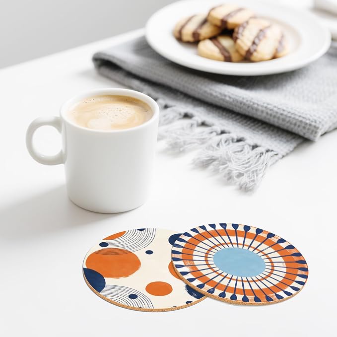 10pcs Coasters for Drinks Abstract Art Absorbent Coasters Set Round Tabletop - Image 6
