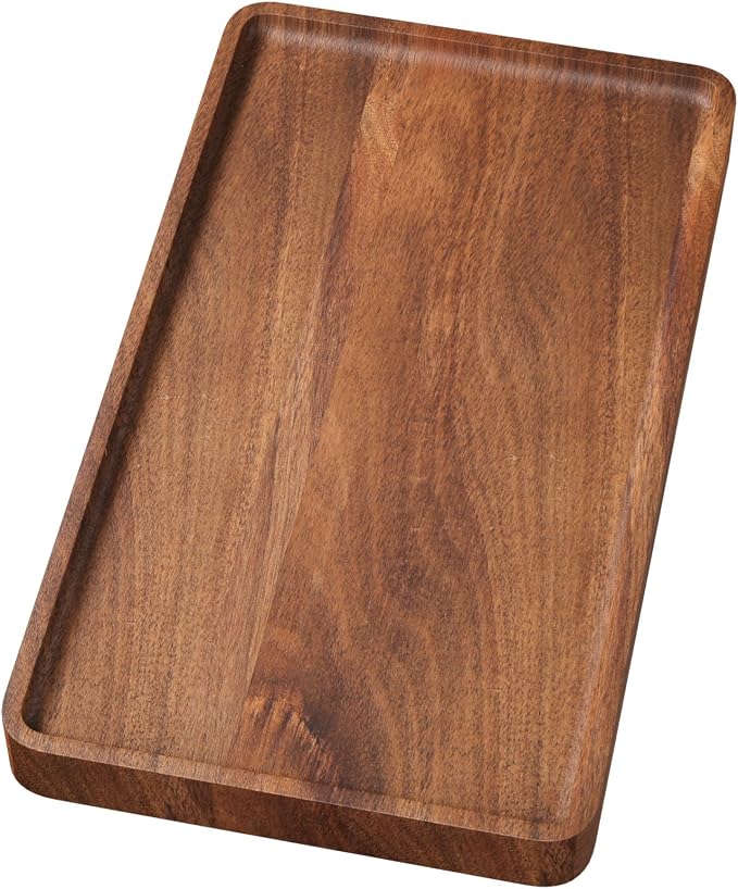 VERTORGAN Acacia Wood Serving Tray, 13.8x7.9 Inch Trays, Home Decor | Coffee by VERTORGAN