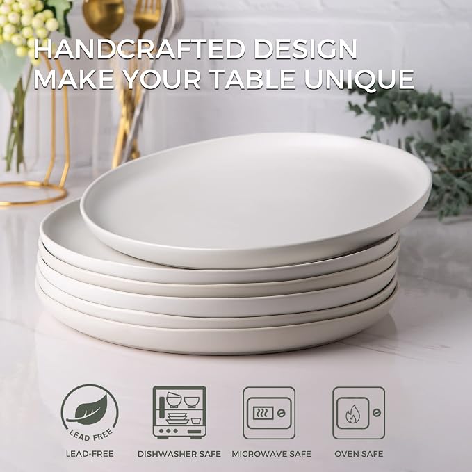 AmorArc Ceramic Dinner Plates Set of 6, 10.25 Inch Stoneware Dishes Set | Wavy - Image 2