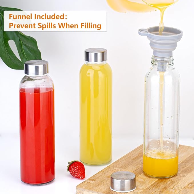 Zukro Glass Water Bottles with Stainless Steel Lids 24 oz, Reusable juice - Image 6