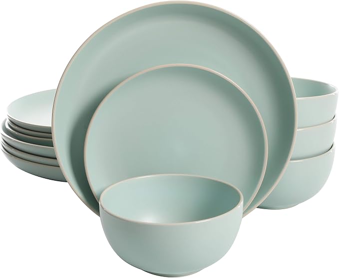 Gibson Home Rockaway Dinnerware, Teal Matte, Service by GibsonHomewares