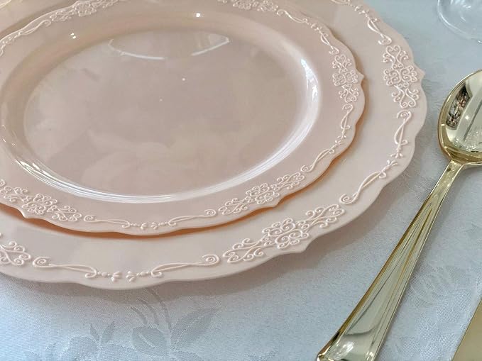 " OCCASIONS " 120 Plates Pack, Vintage Wedding Party Disposable Plastic Plates - Image 4