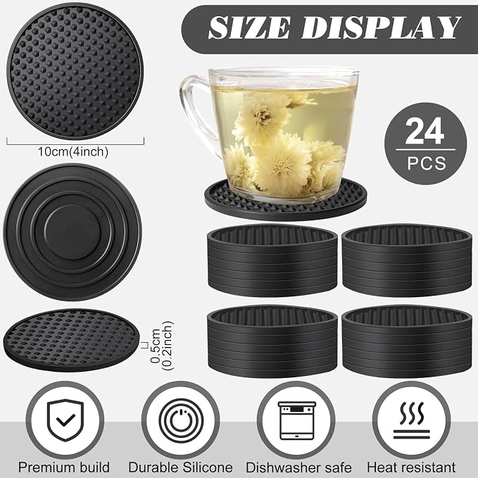 Eccliy 24 Pack Silicone Coasters - Image 2