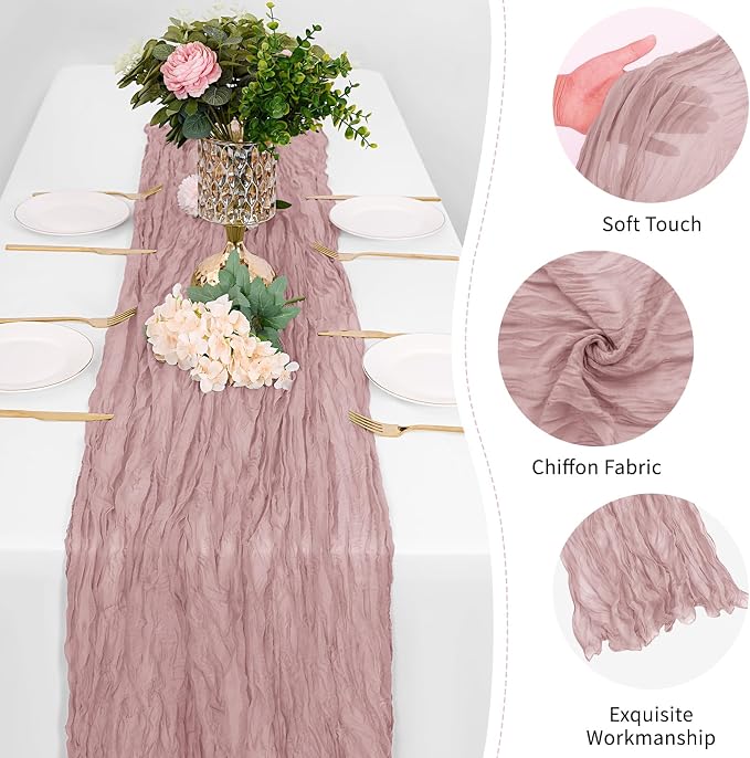 25 Pack Dusty Pink Cheesecloth Table Runner 17 x 108 Inch Gauze Table Runner - Image 5