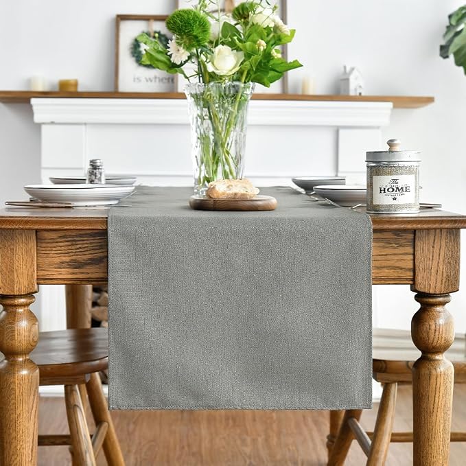 Artoid Mode Light Grey Table Runner, Seasonal Washable Kitchen Dining Table - Image 3