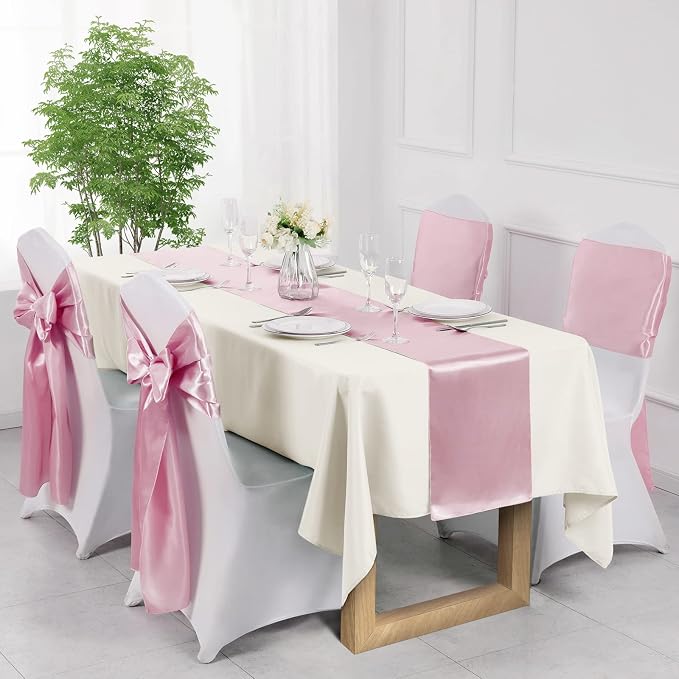 Manyshofu Blush Pink Satin Table Runner 12x72 - Image 6