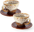 4 oz Espresso Cups and Saucers Set of 2, Ceramic Tea Cup by YINUOWEI