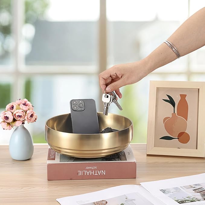 9.1" Stainless Steel Bowl Decorative Key Bowl - Image 5