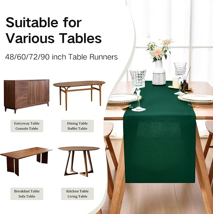 Farmhouse Green Table Runner Dining Table Runners 90 Inches Long Coffee Table - Image 5