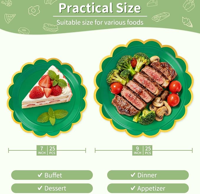 50 Pcs Green Paper Plates - Image 2