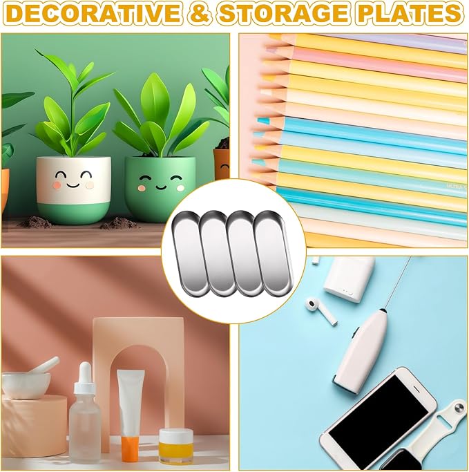 5PCS Stainless Steel Serving Tray Set Silver Platters - Image 7