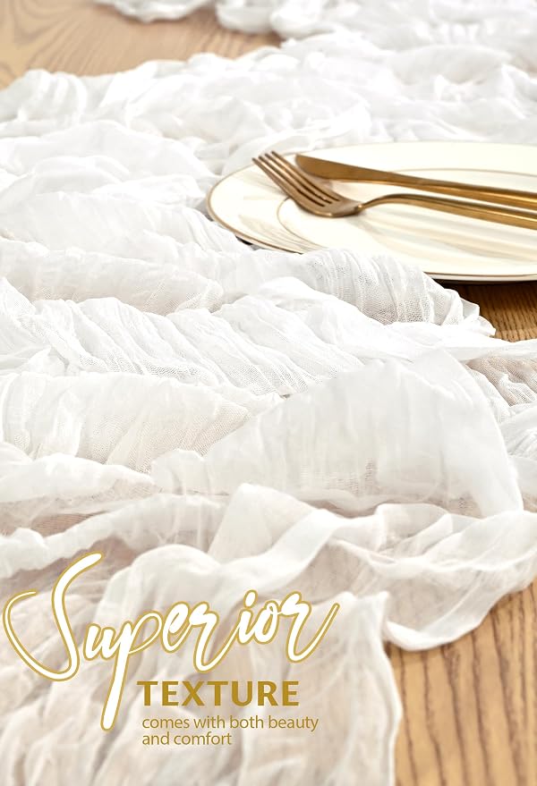 30 Pack Cheesecloth Table Runner 10FT Ivory White Table Runner Boho Gauze - Image 4