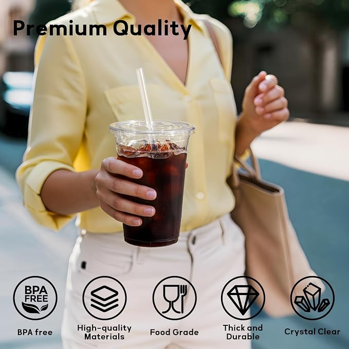 AOZITA 100 Pack - 24 oz Clear Plastic Cups - Image 3