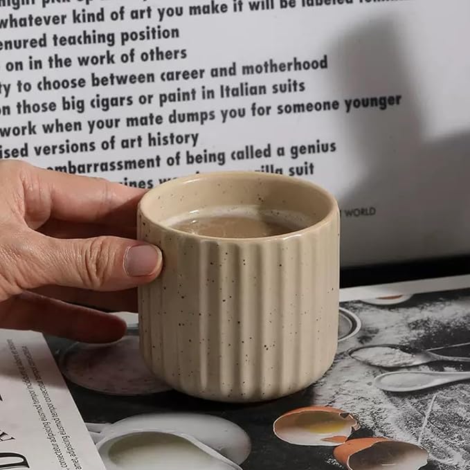 Vintage Ceramic Mug, Japanese Tea Cup 6oz Striped Cup No Handle Drinking Cup - Image 4