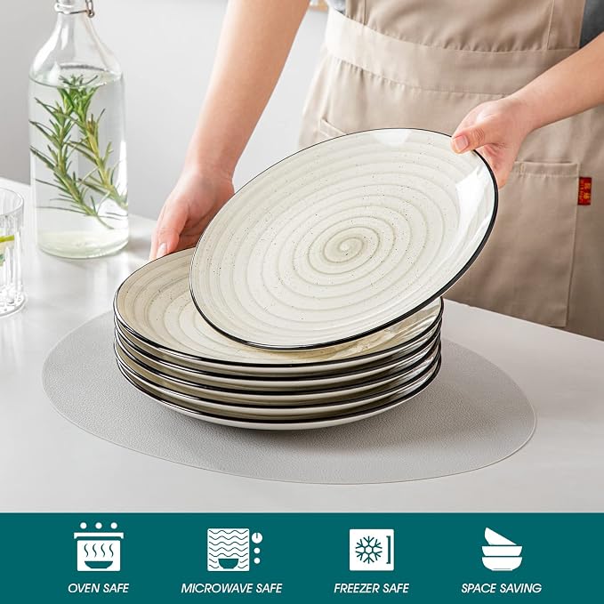 vancasso Bonbon Dinner Plates Set of 6, 10.5 Inch Ceramic Dinner Pasta Plates - Image 4