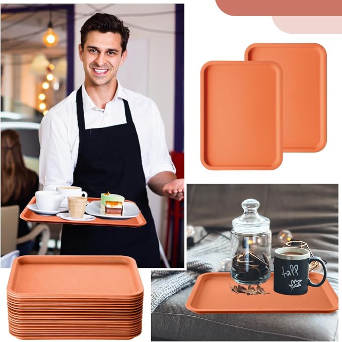 Gerrii 18 Pcs Plastic Fast Food Trays Bulk Restaurant Serving Cafeteria Tray - Image 7