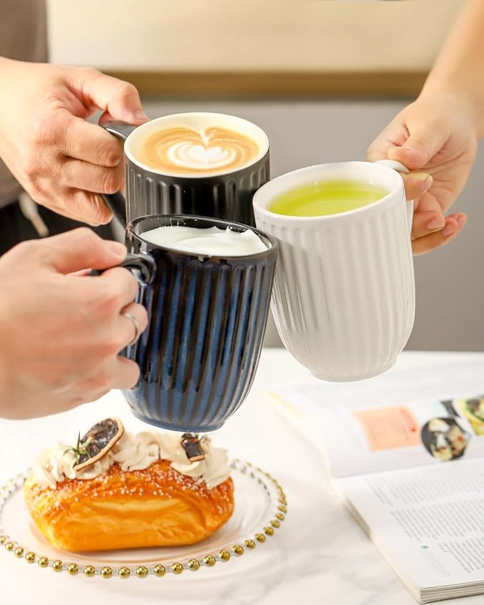 HASENSE 16oz Ceramic Coffee Mugs Set of 4, Modern Lightweight, Tea & Cocoa - Image 3