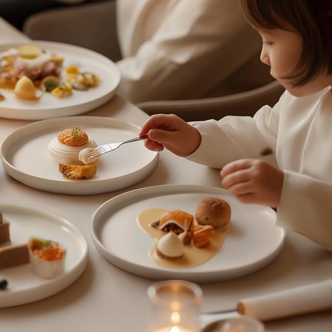 Sweese Porcelain Flat Dessert Plates Set of 6-7.8 Inch Salad Plates - Image 4