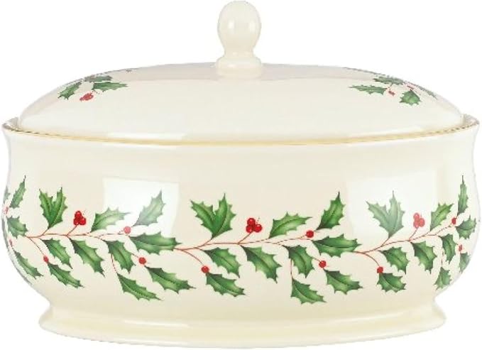 Lenox Holiday Ivory Porcelain Christmas Candy Jar by Lenox