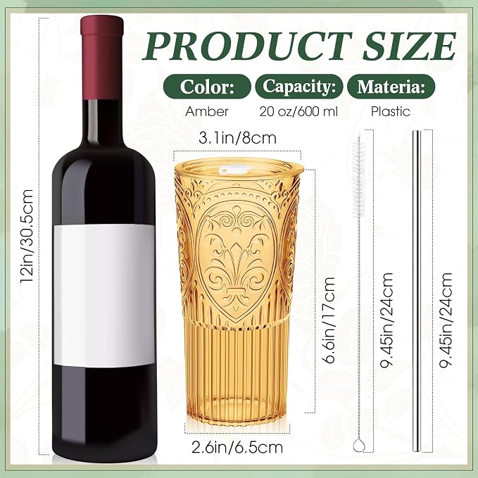 4 Set 20oz Vintage Plastic Tumbler - Image 2