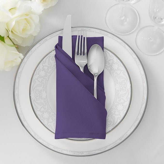 Lann's Linens Set of 144 Cloth Dinner Napkins, 17-inch Polyester Napkins - Image 4