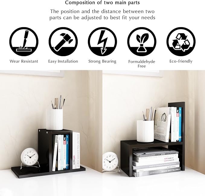 Jerry & Maggie Adjustable Rotatable Wood Desktop Display Shelf Black | Wooden - Image 7