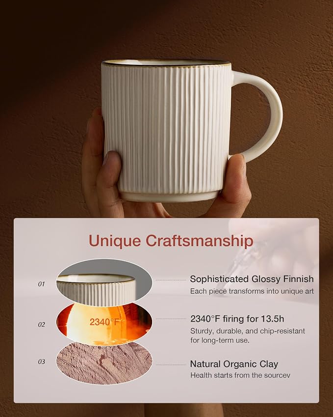 famiware Coffee Mug Set for 4, Star 12 oz Catering Mugs Cup Set - Image 7