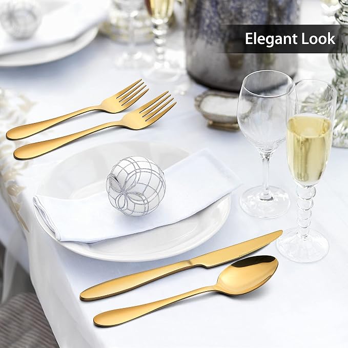LIANYU 40-Piece Gold Silverware Set - Image 5
