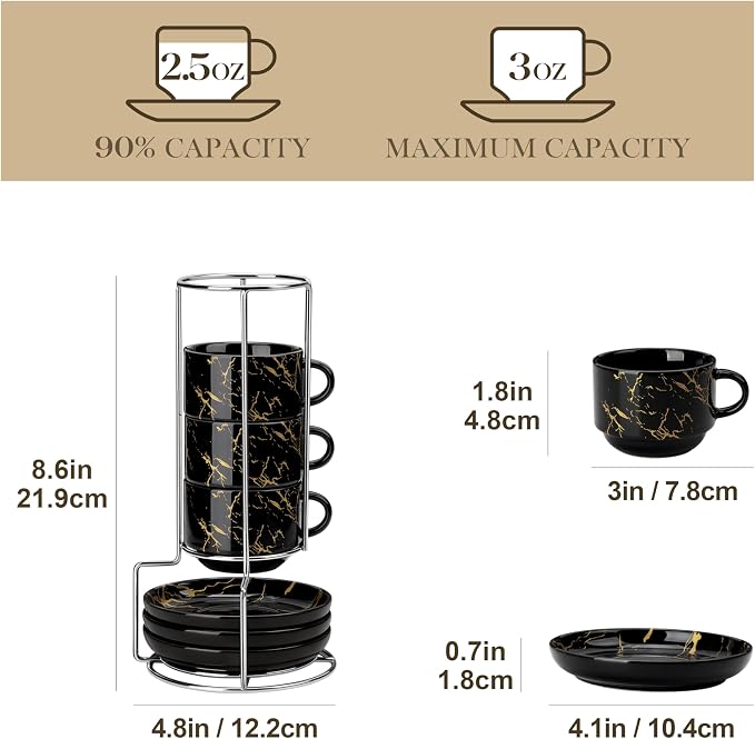 MALACASA 2.5 OZ Porcelain Espresso Cups - Image 2