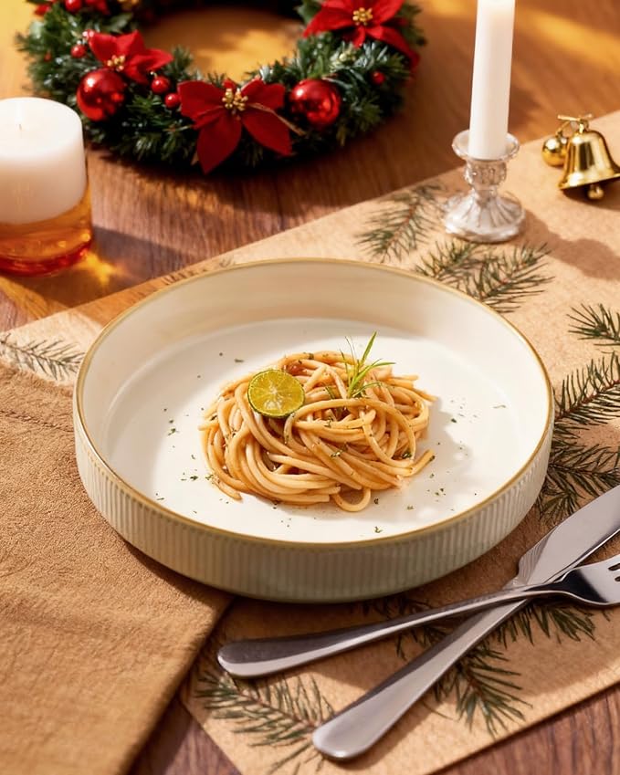 famiware Star 8.25" Pasta Bowls Set of 4, Bowl Plates, Salad Bowls - Image 3