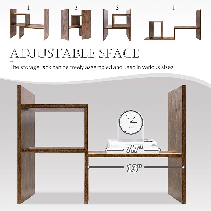Jerry & Maggie Adjustable Wood Desktop Display Shelf Natural Wood Tone | Wooden - Image 6