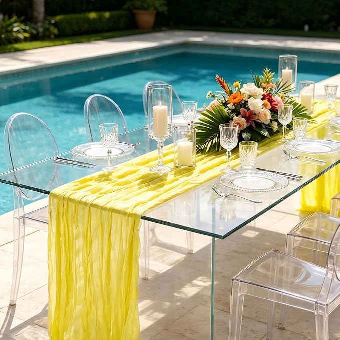 10 Pack Yellow Cheesecloth Table Runner 21 x 120 Inch Boho Gauze Sheer Table - Image 5