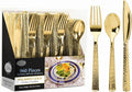 960 Piece Gold Plastic Silverware, Extra Heavyweight Disposable Cutlery Set by Lillian
