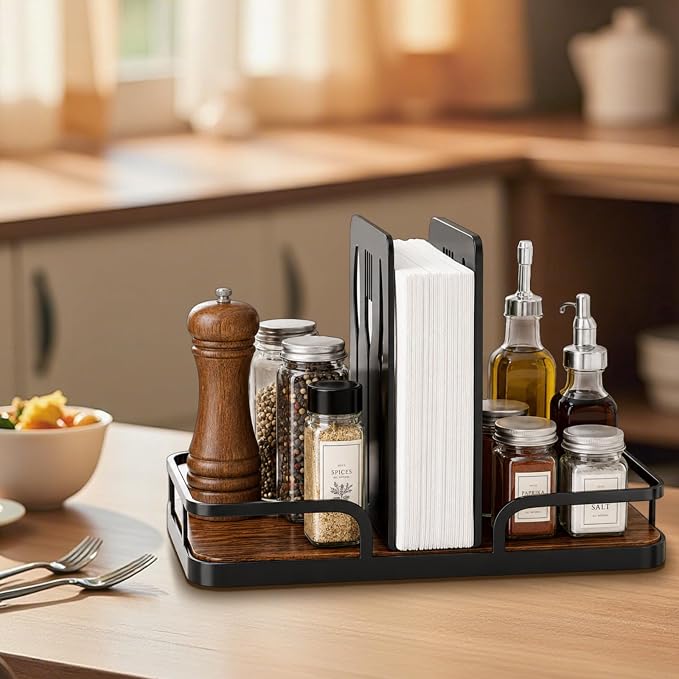Napkin Holder for Table with Salt and Pepper Shakers Caddy, Farmhouse Kitchen - Image 6