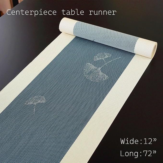 PIGCHCY Elegant Placemats with Matching Table Runner, Washable Durable Plastic - Image 2