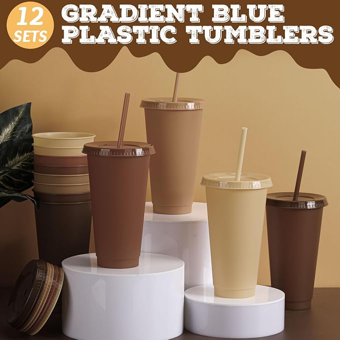 Skylety 24 Pcs Brown Plastic Cups - Image 4