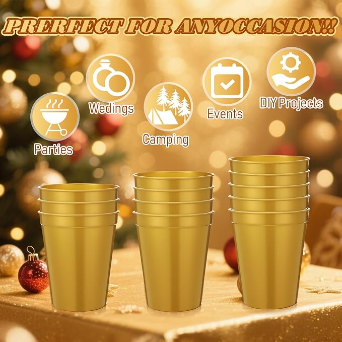Yungyan 12 Pack 16 oz Stadium Cups Reusable Plastic Cups Blank Drink Stadium - Image 3