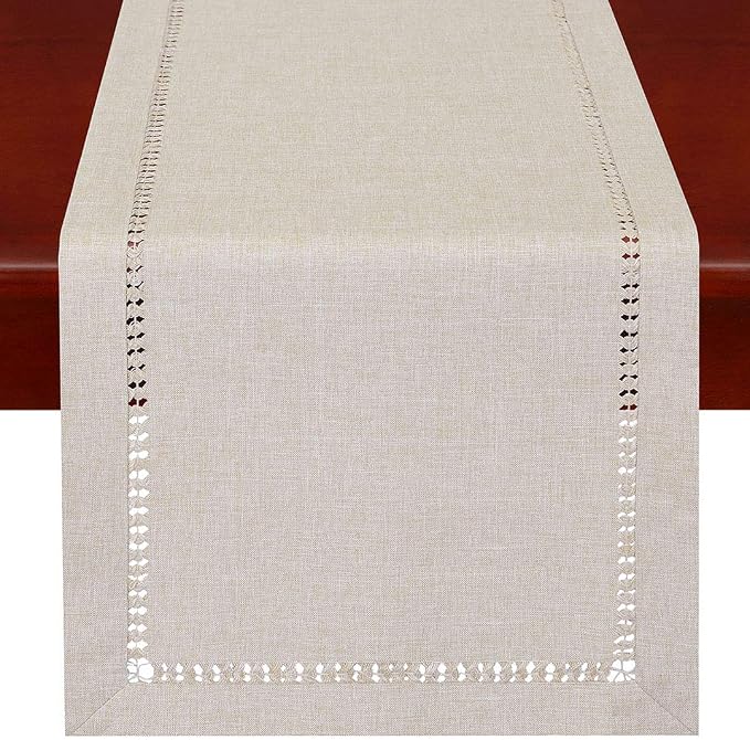 Grelucgo Handmade Hemstitched Polyester Rectangle Table Runners Dresser Scarves by Grelucgo