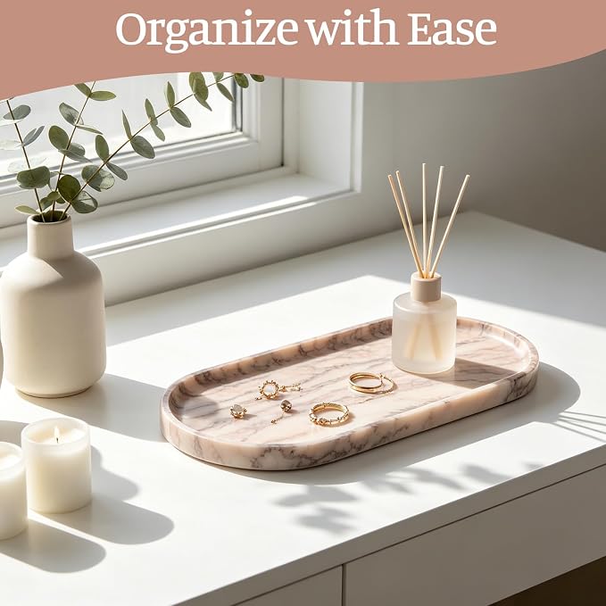 Natural Marble Tray, Catchall for Perfume, Jewelry Dish Moca Jade - Image 6