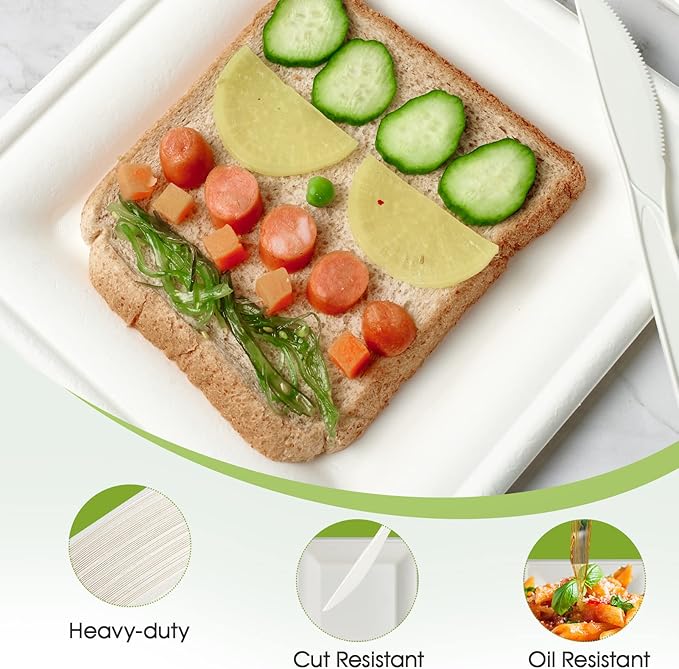 150 Piecs Compostable Square Paper Plates, 10 inch - Image 3