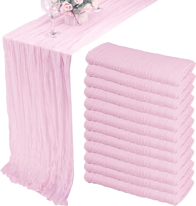 12 Pack 13Ft Cheesecloth Table Runner 35x157 Inch Boho Gauze Table Runner by Fivenl