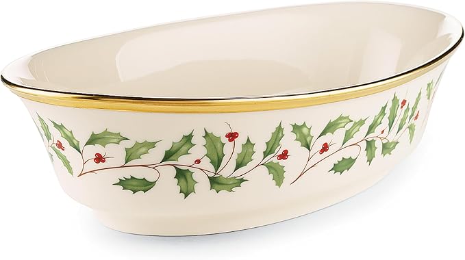 Lenox Holiday Porcelain Christmas Serving Bowl, 34oz | dishwasher safe | by Lenox