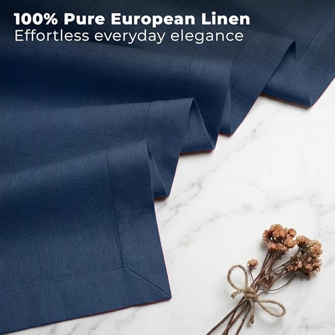 Classic Linen™ by D'Moksha Navy Blue Table Runner 48 Inches, 100% Pure Linen - Image 3
