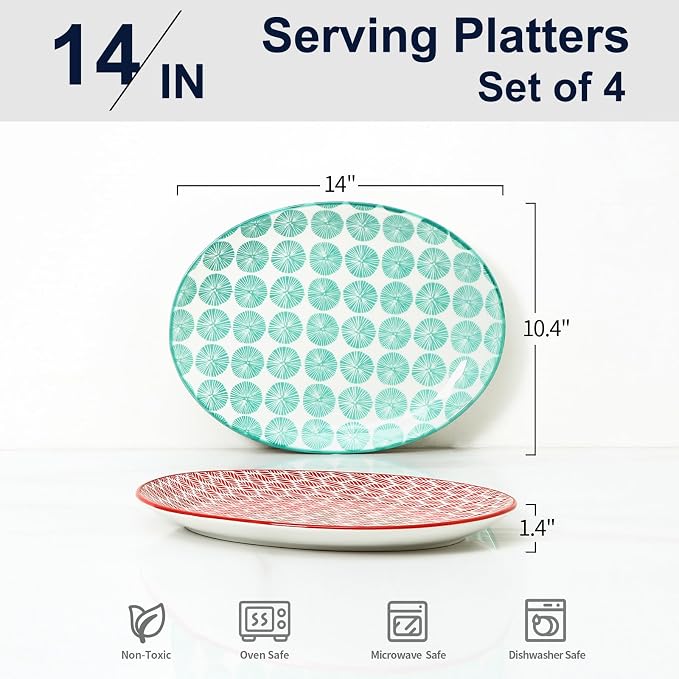Selamica Serving Platter, 14 Inch Large Serving Dishes - Image 3