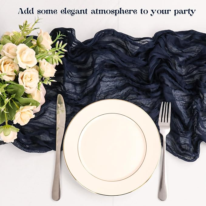 10 Pack Navy Blue Cheesecloth Table Runner 6FT Boho Gauze Fabric Table Runner - Image 5