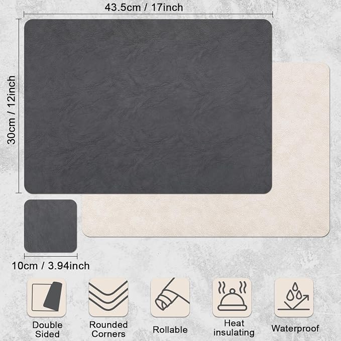 Vinyl Placemats Set of 4, Dual Sided Place Mats - Image 9